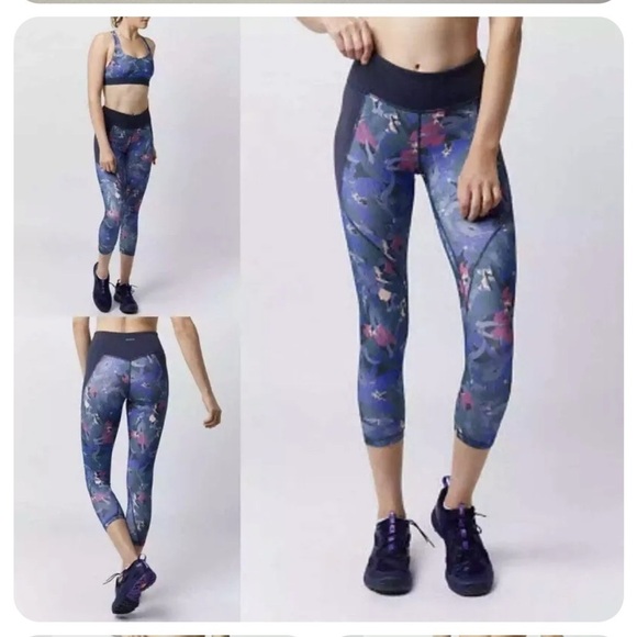 Patagonia Women's Centered Crop Leggings Smolder Blue Abstract Jungle Sz S - Picture 1 of 12